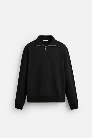 BASIC QUARTER-ZIP SWEATSHIRT - Black by Zara