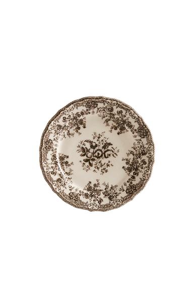 FLORAL EARTHENWARE DESSERT PLATE - Brown by Zara