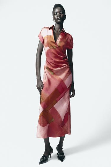 GEOMETRIC PRINT SATIN DRESS - 077 by Zara