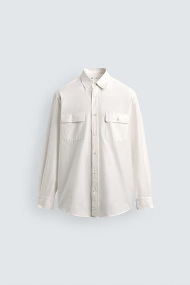 REGULAR FIT FLUID SHIRT WITH POCKETS AARON LEVINE X ZARA - White by Zara