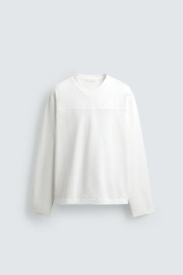 RELAXED FIT SLUB KNIT T-SHIRT - White by Zara