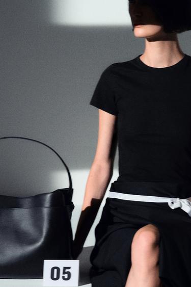LIMITED EDITION LEATHER TOTE BAG - Black by Zara