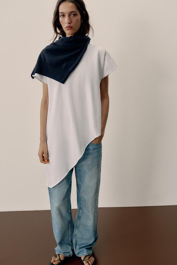 ASYMMETRIC SHORT SLEEVE T-SHIRT - White by Zara - Image 0