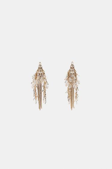 CRYSTAL CASCADE EARRINGS - Golden by Zara