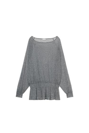 BATWING SLEEVE FRILL TOP - Grey marl by Zara