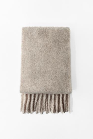 CHUNKY FRINGED SCARF - Stone by Zara