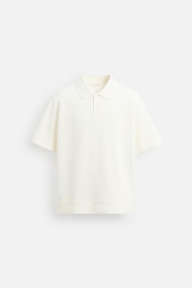 INTERLOCK TEXTURED POLO SHIRT - Oyster-white by Zara