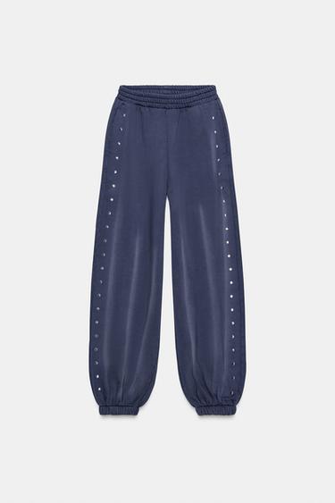 FADED JOGGERS WITH STUDS - Blue by Zara
