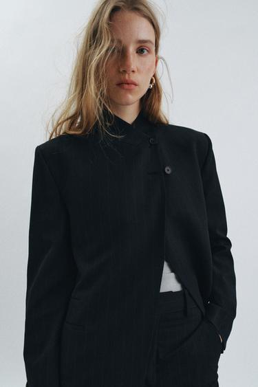 HIGH NECK PINSTRIPE BLAZER ZW COLLECTION - striped by Zara