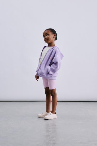 RIBBED CYCLING LEGGINGS WITH EMBOSSED TEXT - Mauve by Zara