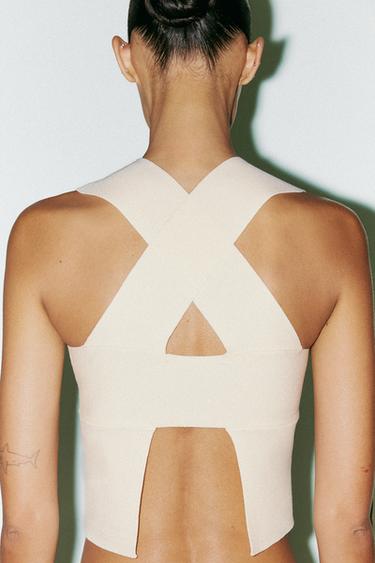 KNIT CUT-OUT BACK TOP - Ecru by Zara