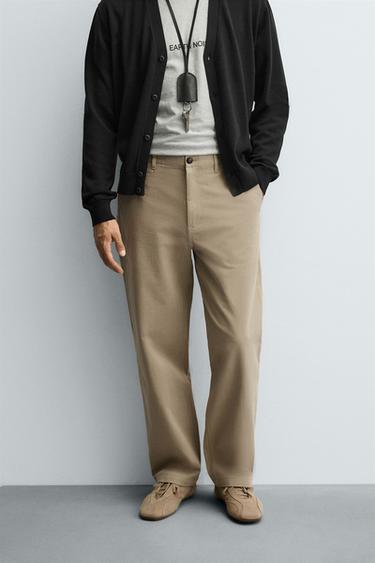 STRAIGHT-LEG CHINO TROUSERS - Beige by Zara