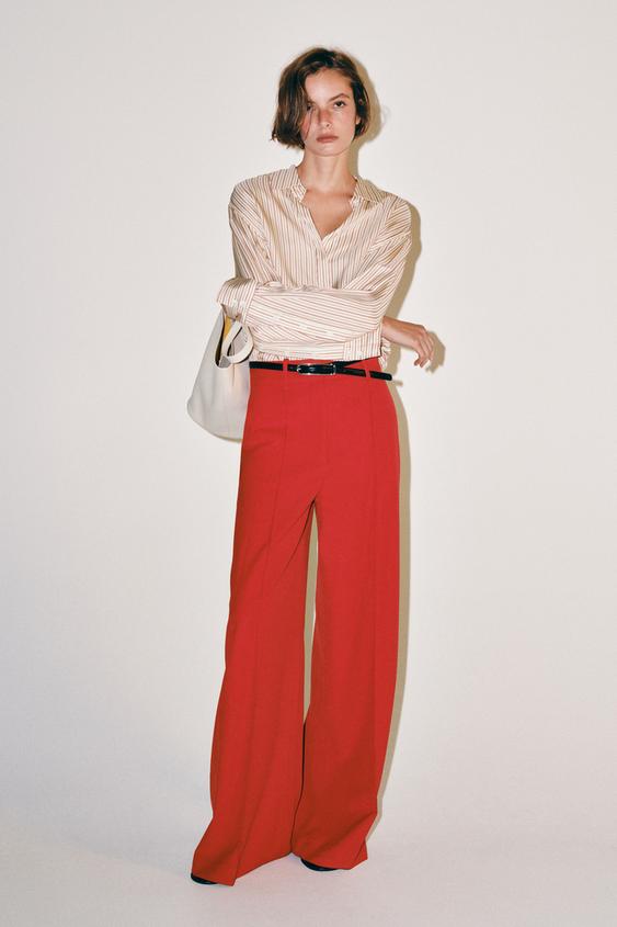 ZW COLLECTION STRIPED SILK SHIRT - Ecru / Red by Zara - Image 0