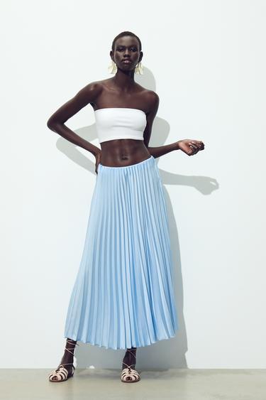 PLEATED MIDI SKIRT - Pastel blue by Zara - Image 0