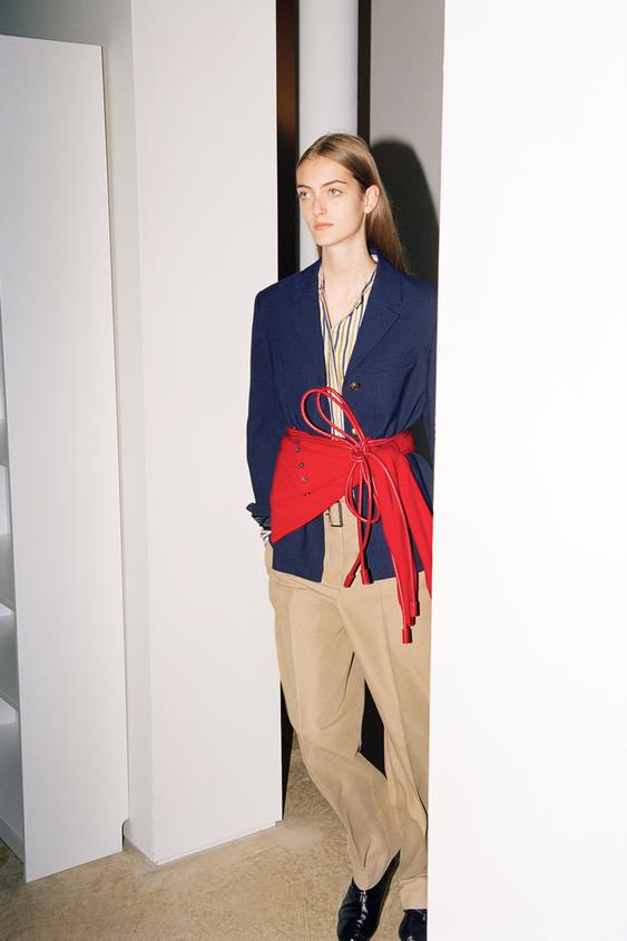 100% LEATHER CORD BELT - Red by Zara - Image 0