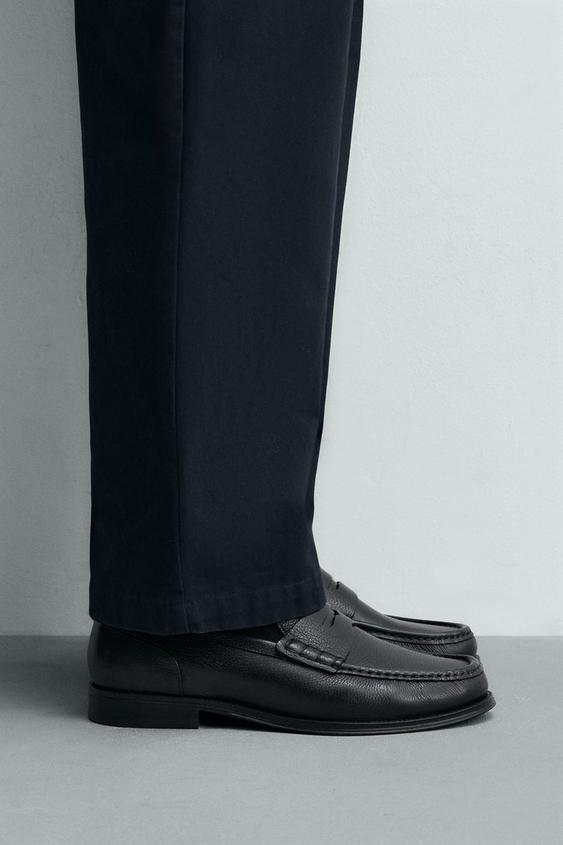 LEATHER PENNY LOAFERS - Black by Zara - Image 0