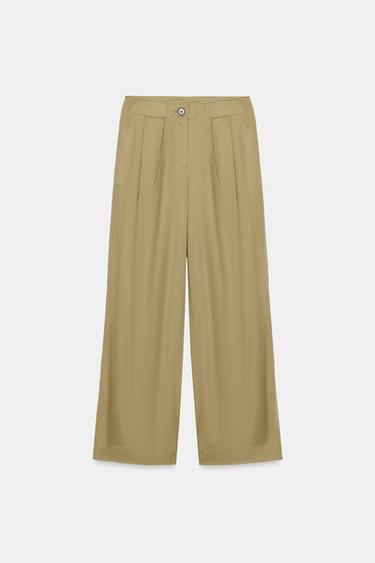 BARREL TROUSERS WITH DARTS - Khaki by Zara