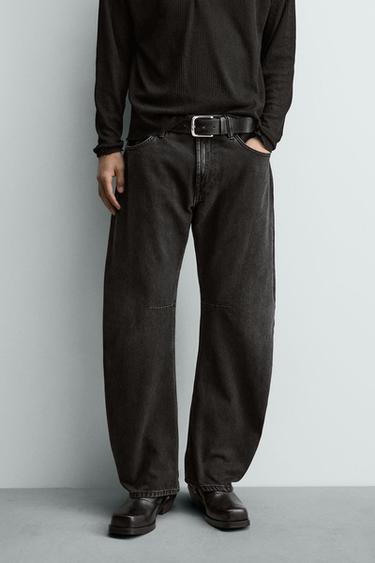 RELAXED BARREL FIT JEANS - Black by Zara