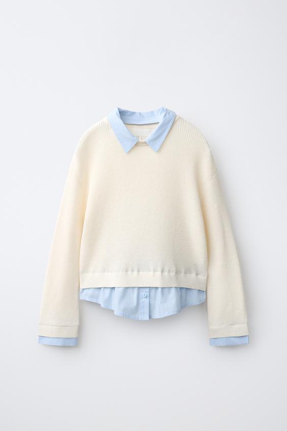 DETACHABLE COLLAR KNIT JUMPER - Ecru by Zara - Image 0
