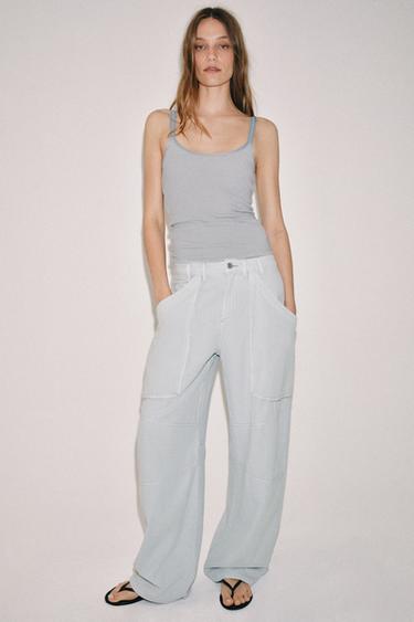 ZW COLLECTION CARGO TROUSERS - Light blue by Zara