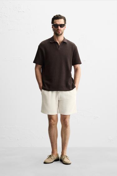 TEXTURED JOGGER BERMUDA SHORTS - Ecru by Zara - Image 0