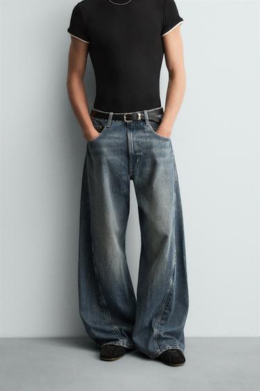 BAGGY FIT TWISTED-SEAM JEANS - Mid-blue by Zara