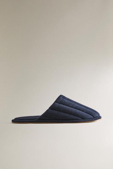 QUILTED SLIPPERS - Navy Blue by Zara