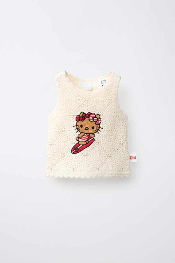 HELLO KITTY © SANRIO CROCHET KNIT TOP - Ecru by Zara - Image 0