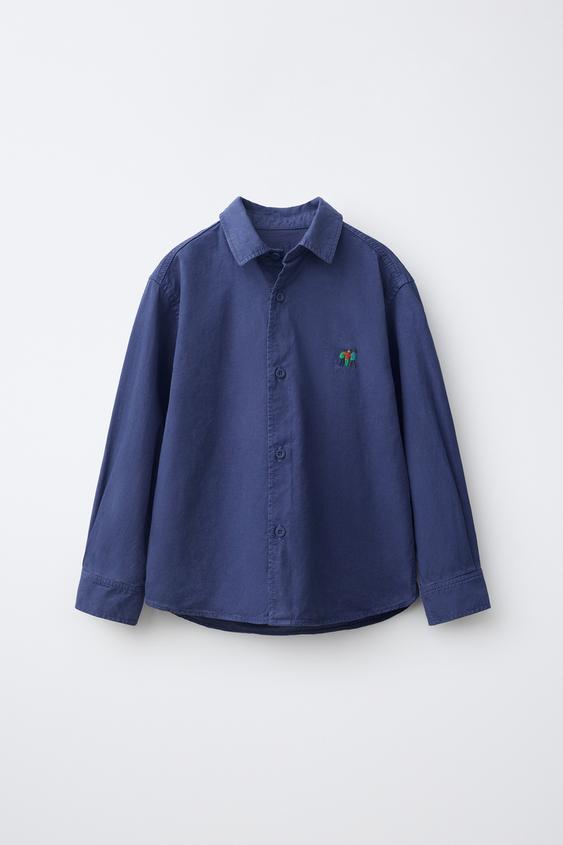 EMBROIDERED DETAIL SHIRT - Bluish by Zara - Image 0
