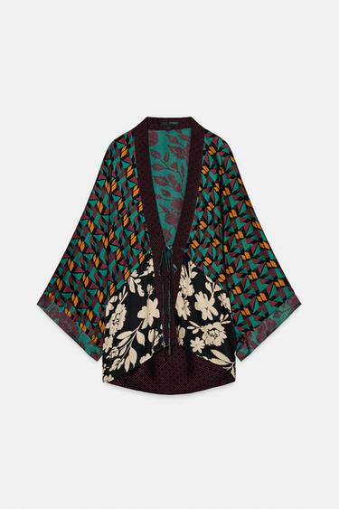 PRINTED SATIN KIMONO - Multicoloured by Zara