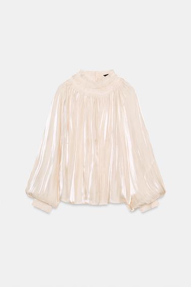 SHINY SATIN BLOUSE - Vanilla by Zara