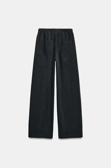 WIDE-LEG TROUSERS WITH ELASTIC WAIST - Dark grey by Zara