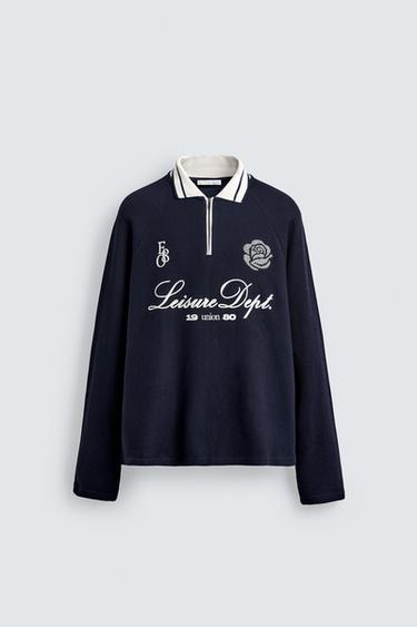 CONTRAST PRINT POLO SHIRT - Navy blue by Zara