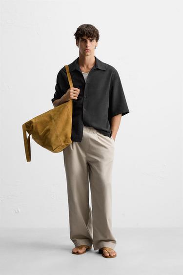REGULAR FIT JOGGER WAIST TROUSERS - Sand by Zara