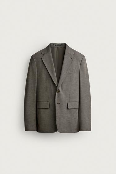 HOUNDSTOOTH REGULAR FIT SUIT BLAZER - Beige by Zara