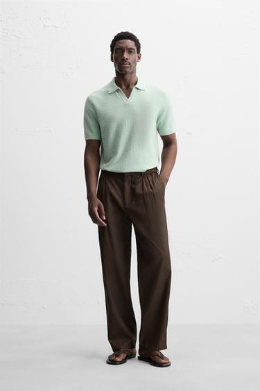 TEXTURED KNIT POLO SHIRT - Mint by Zara - Image 0