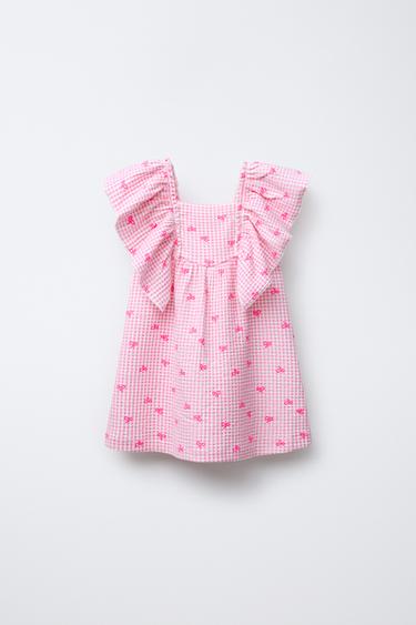 RUFFLED PRINT DRESS - Pink by Zara