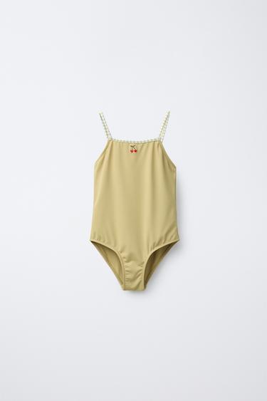 AGES 6-14 / CHERRY EMBROIDERED SWIMSUIT - Oil by Zara - Image 0