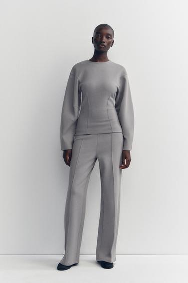 FITTED INTERLOCK SWEATSHIRT - Grey by Zara