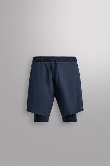 2-IN-1 TRAINING SHORTS - Navy blue by Zara