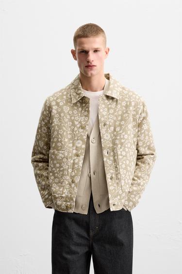 FLORAL JACQUARD JACKET - Ecru / Beige by Zara