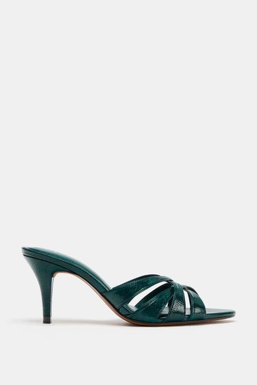 HEELED SANDALS WITH STRAPS - Green by Zara