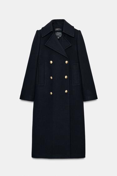 LONG WOOL BLEND COAT ZW COLLECTION - Dark navy by Zara
