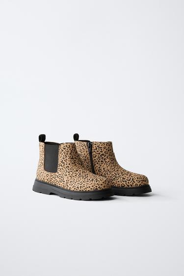 ANIMAL PRINT STRETCH BOOTS - Sand Brown by Zara