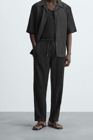 RELAXED FIT TEXTURED TROUSERS - Black by Zara