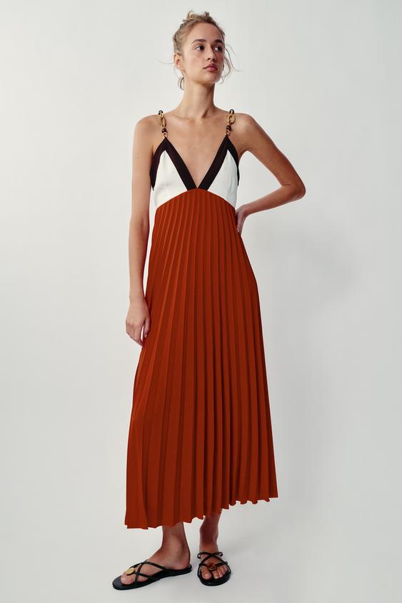 BEADED PLEATED MIDI DRESS - Multicoloured by Zara - Image 0