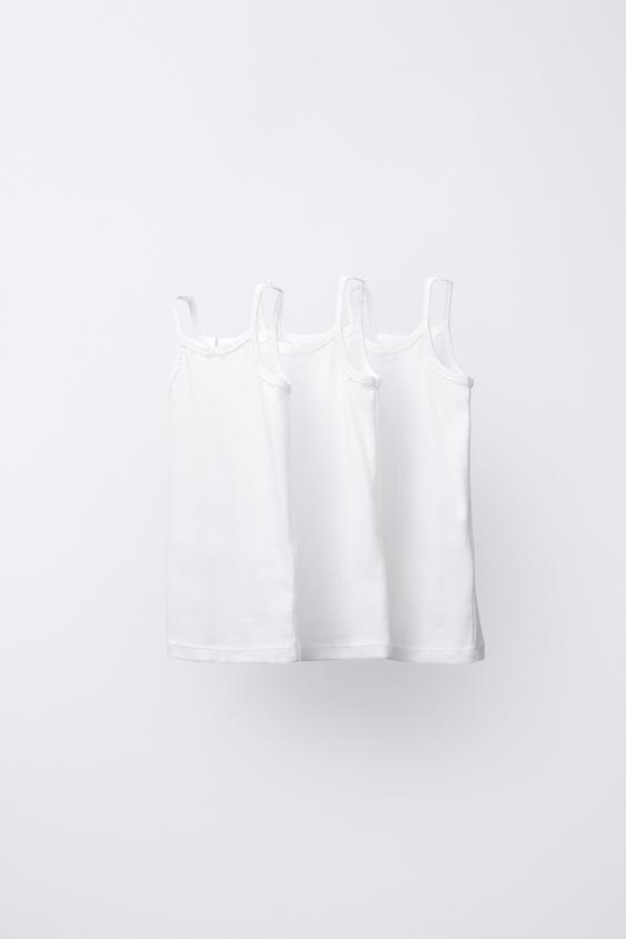 3-PACK OF STRAPPY TOPS - White by Zara - Image 0