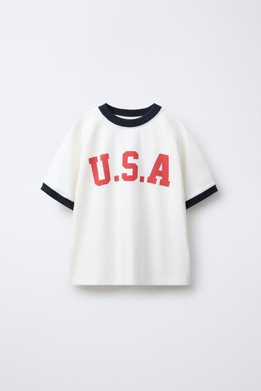 TEXT PRINT T-SHIRT WITH VIBRANT TRIMS - White by Zara - Image 0
