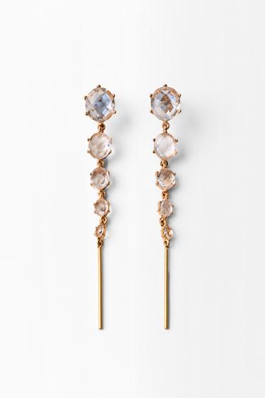 BEJEWELLED DANGLE EARRINGS - Golden by Zara