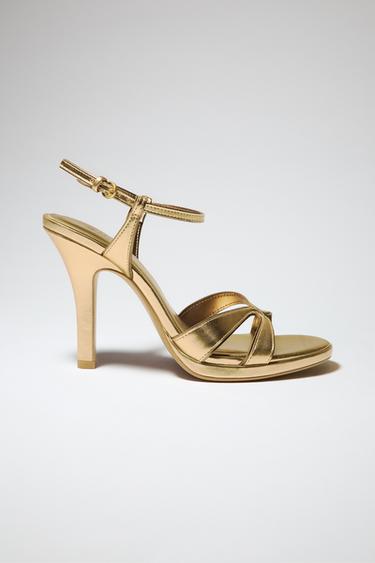 METALLIC-EFFECT HIGH-HEEL SANDALS - Gold by Zara